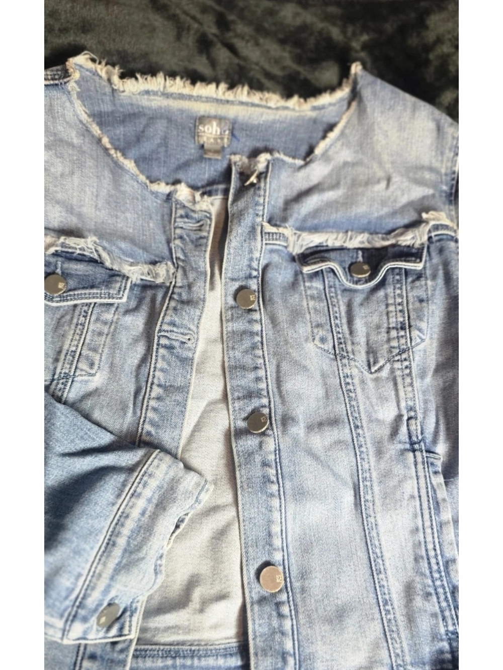 SOH Light Wash Distressed Denim Jacket - Light Blue